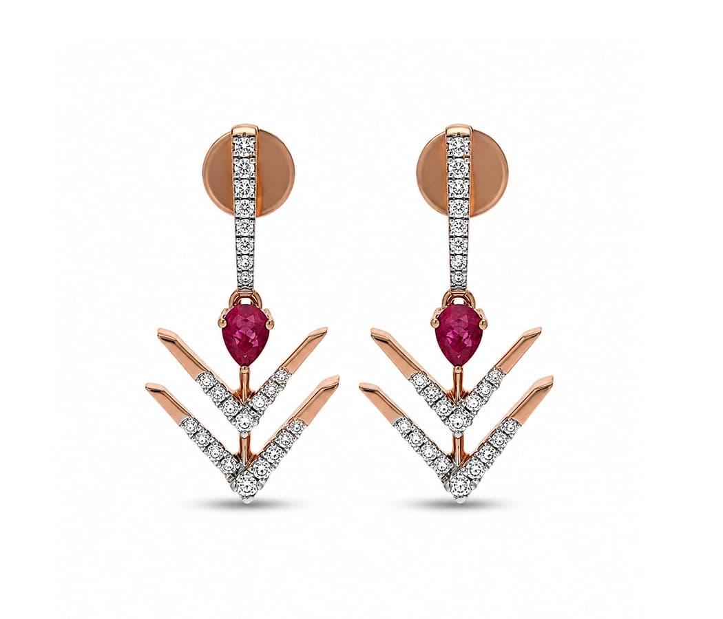 Ruby Chevron Drop Earrings