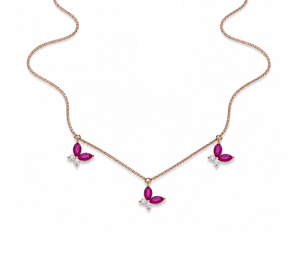 Ruby Flutter Diamond Necklace